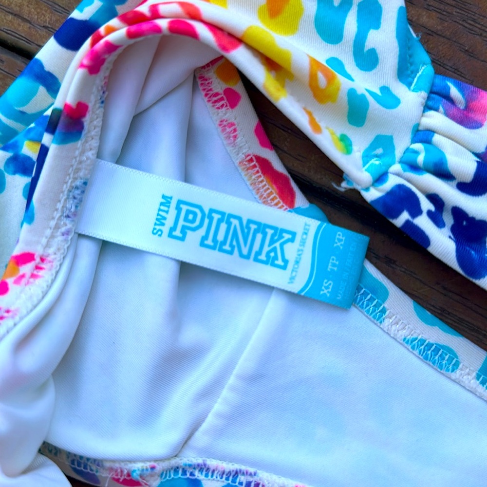 Vintage Pink Victoria’s Secret Colorful Leopard Print Bikini Set - Picture 6 of 10